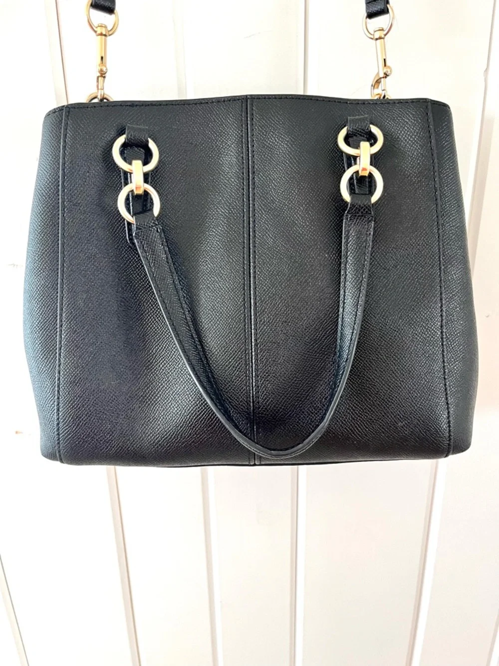 Coach Minetta Black Crossbody Crossgrain Leather Satchel - Picture 2 of 12